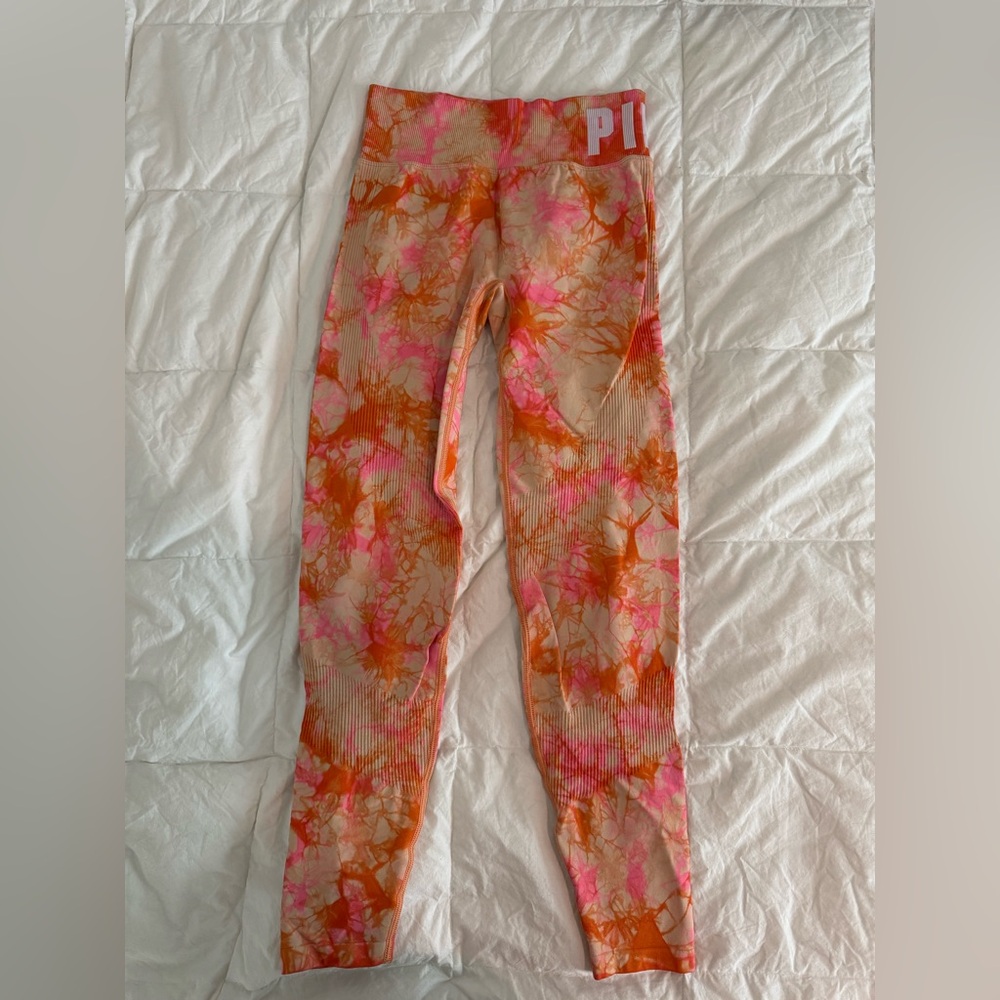 Pink Active Tie-Dye Leggings - Pink and Orange